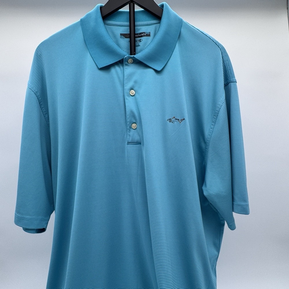 Greg Norman | Golf Polo Shirt Men's XXL | Teal | Shark Logo Performance Dry Fit